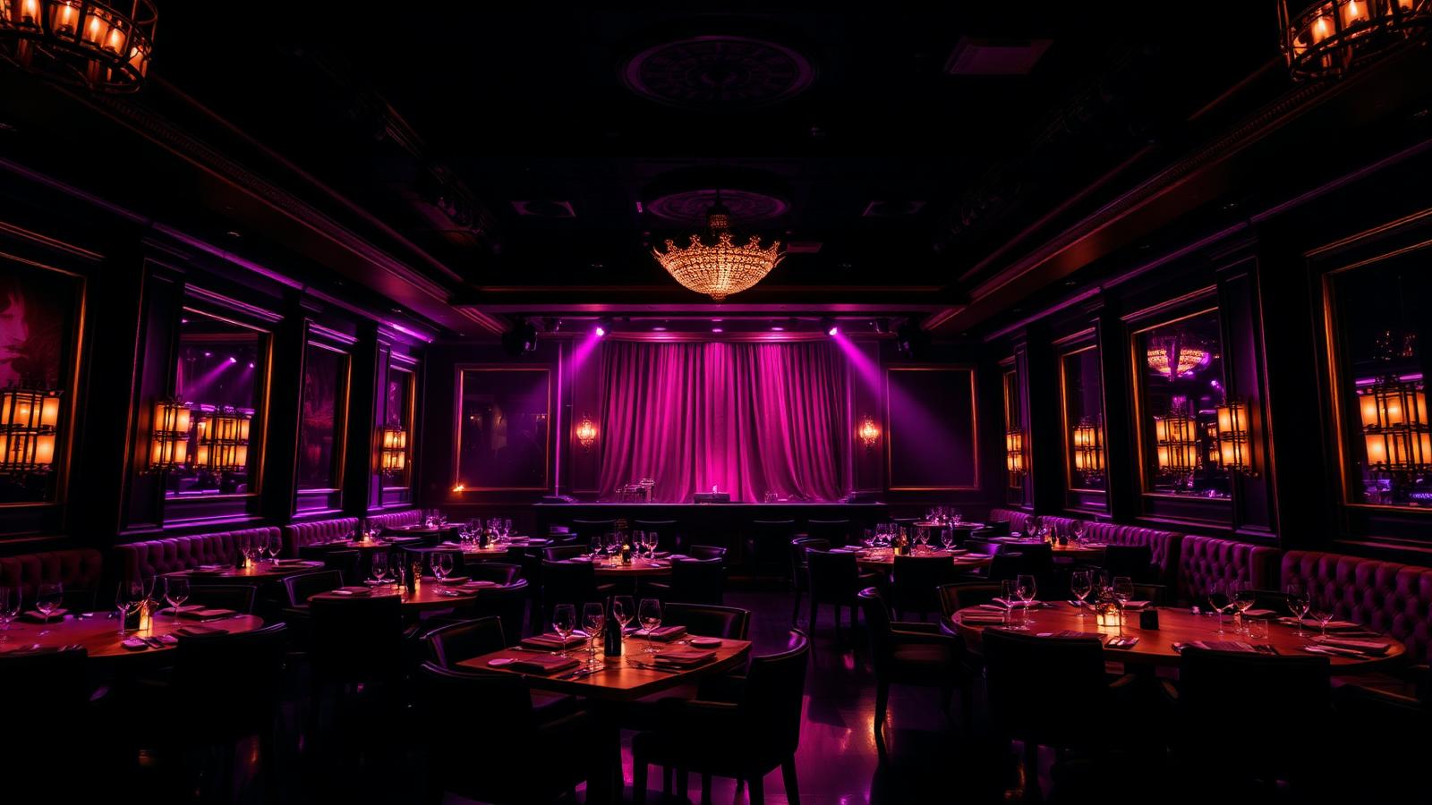 Elegant Dubai dinner club interior at night